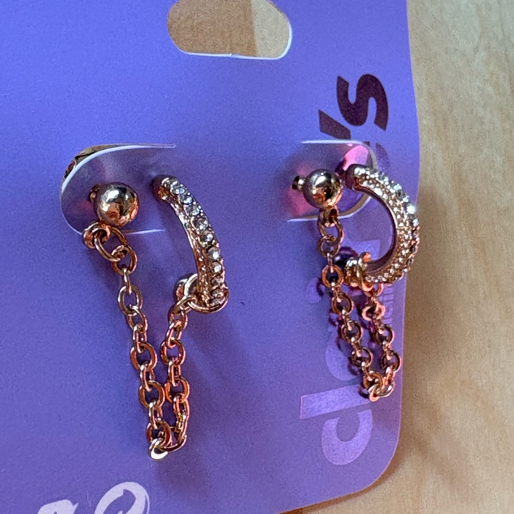 Claire's Rose Gold Chain Earrings